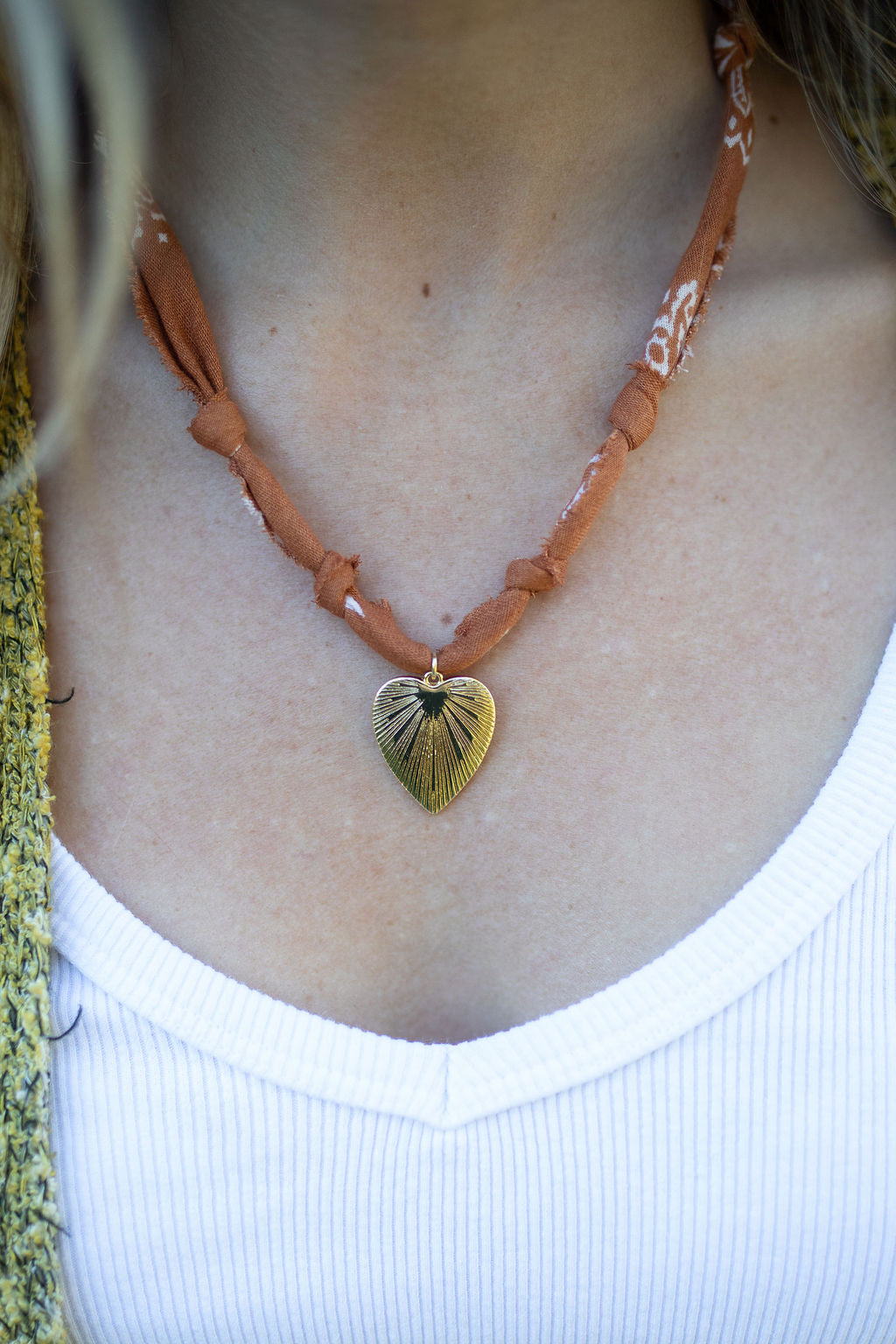 Gold filled heart + brown
