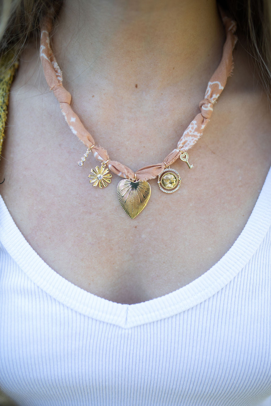 Gold filled heart + brown