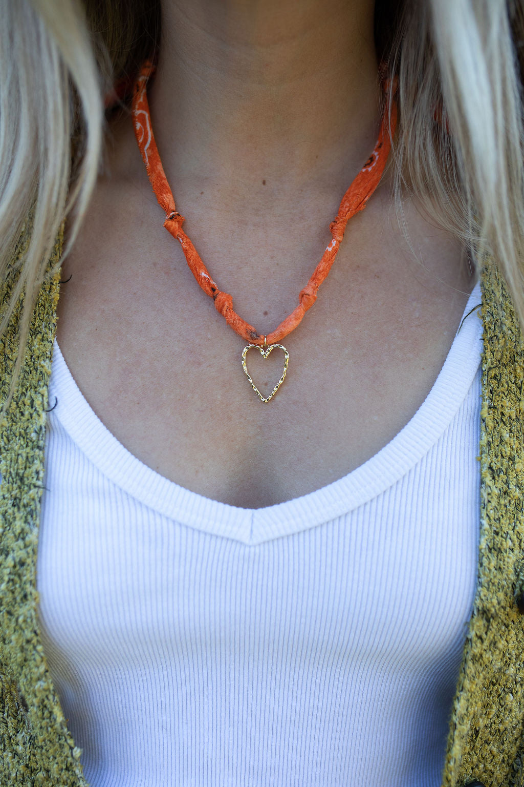 Gold filled open heart + orange