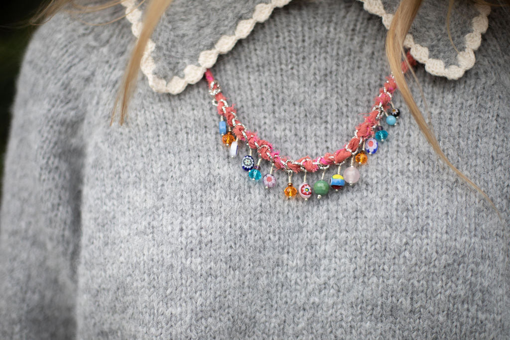 Woven European chain necklace + pink/brown 30% off at check out
