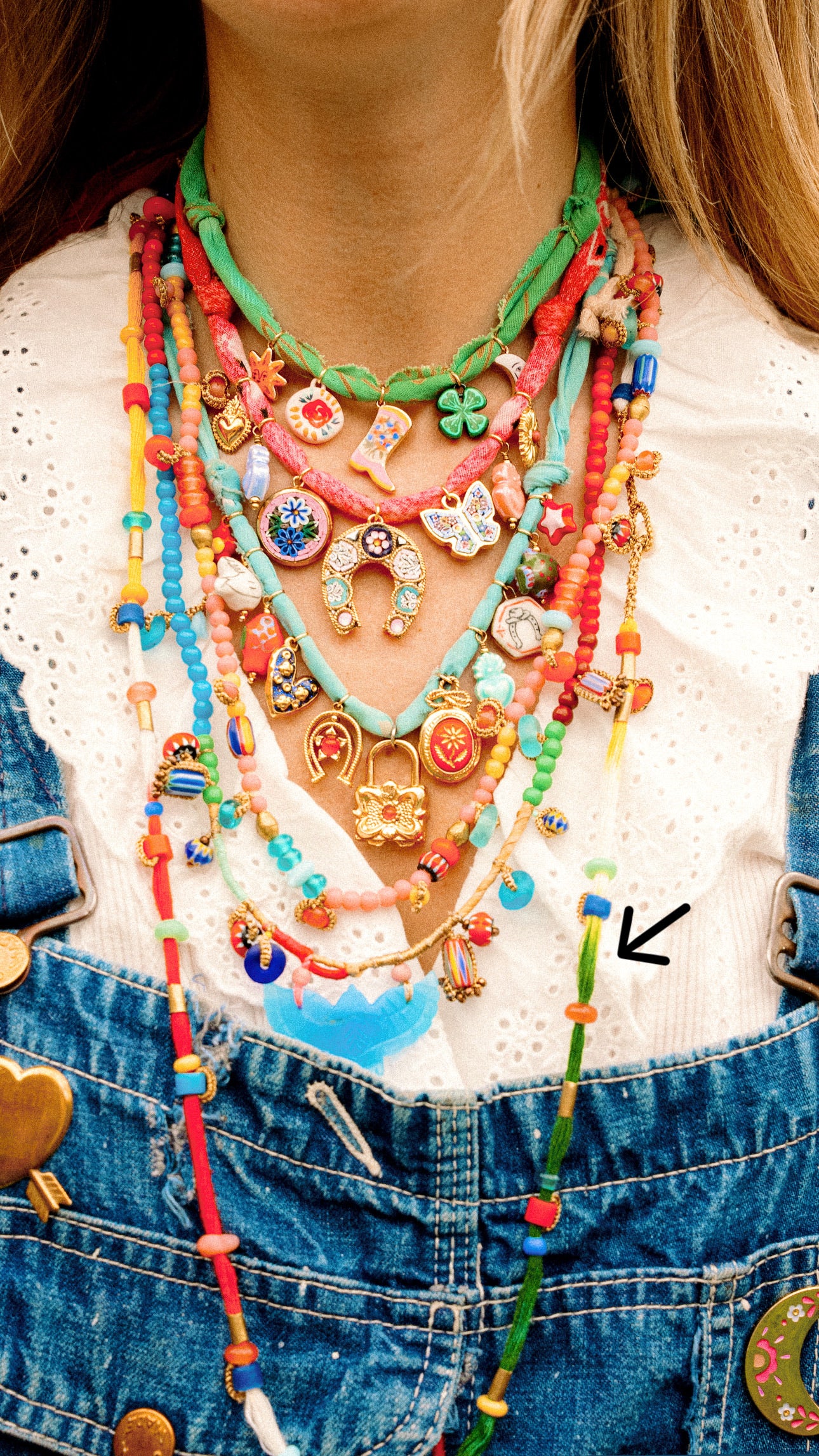 Beaded european green/red/yellow strand