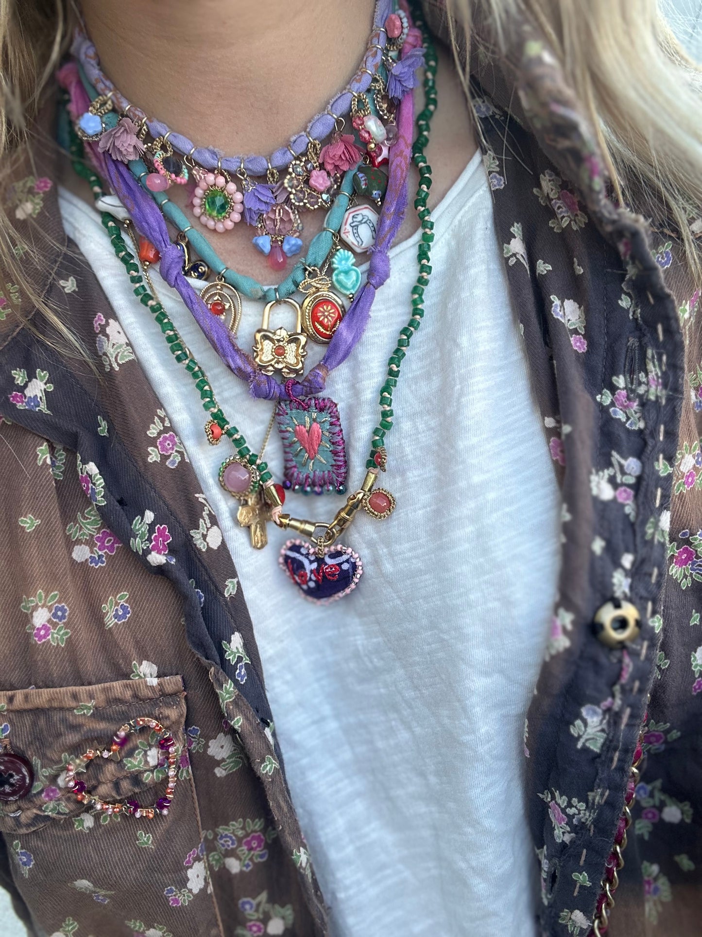 *Bottom* beaded green European + bandana heart