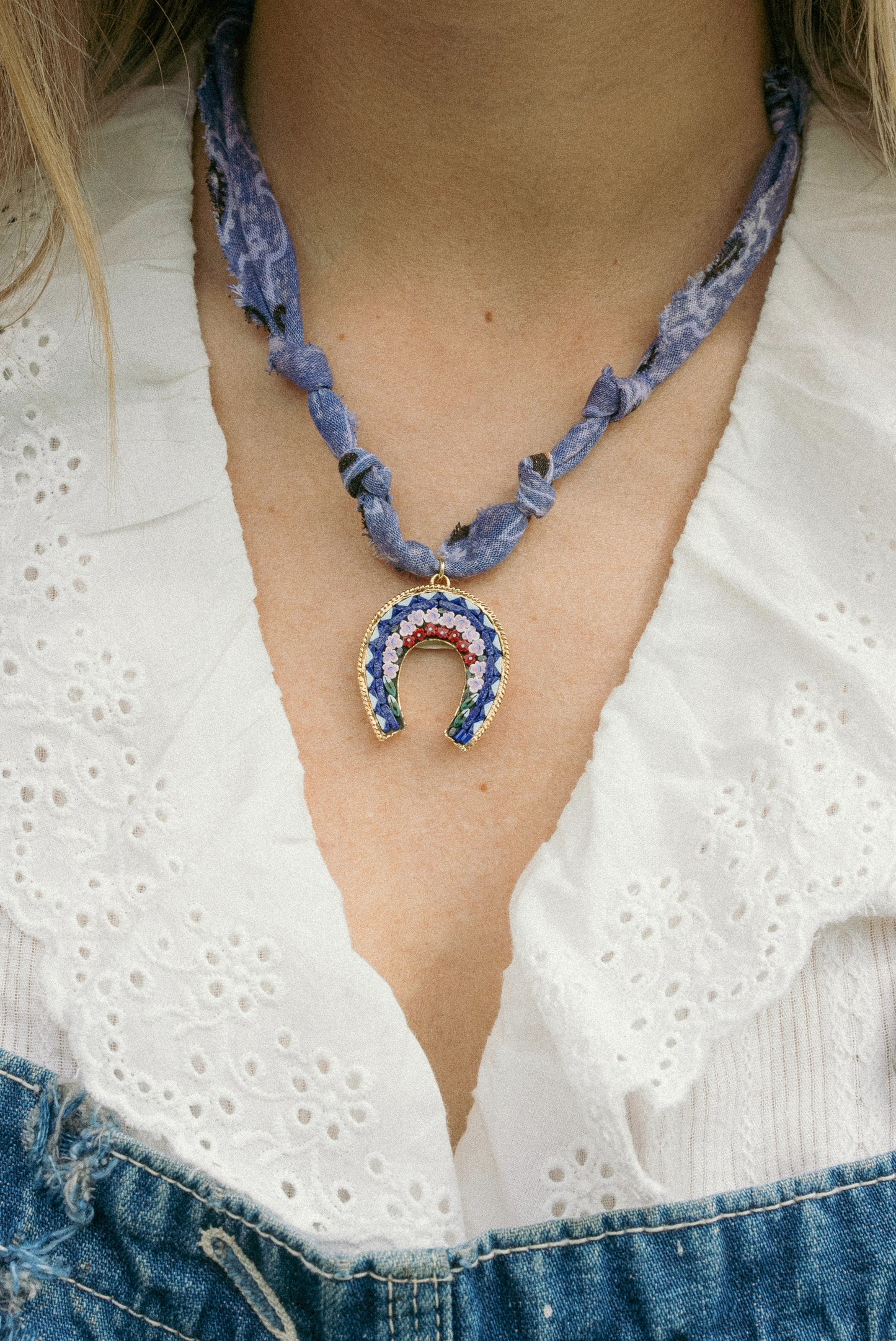 Italian glass horseshoe + blue