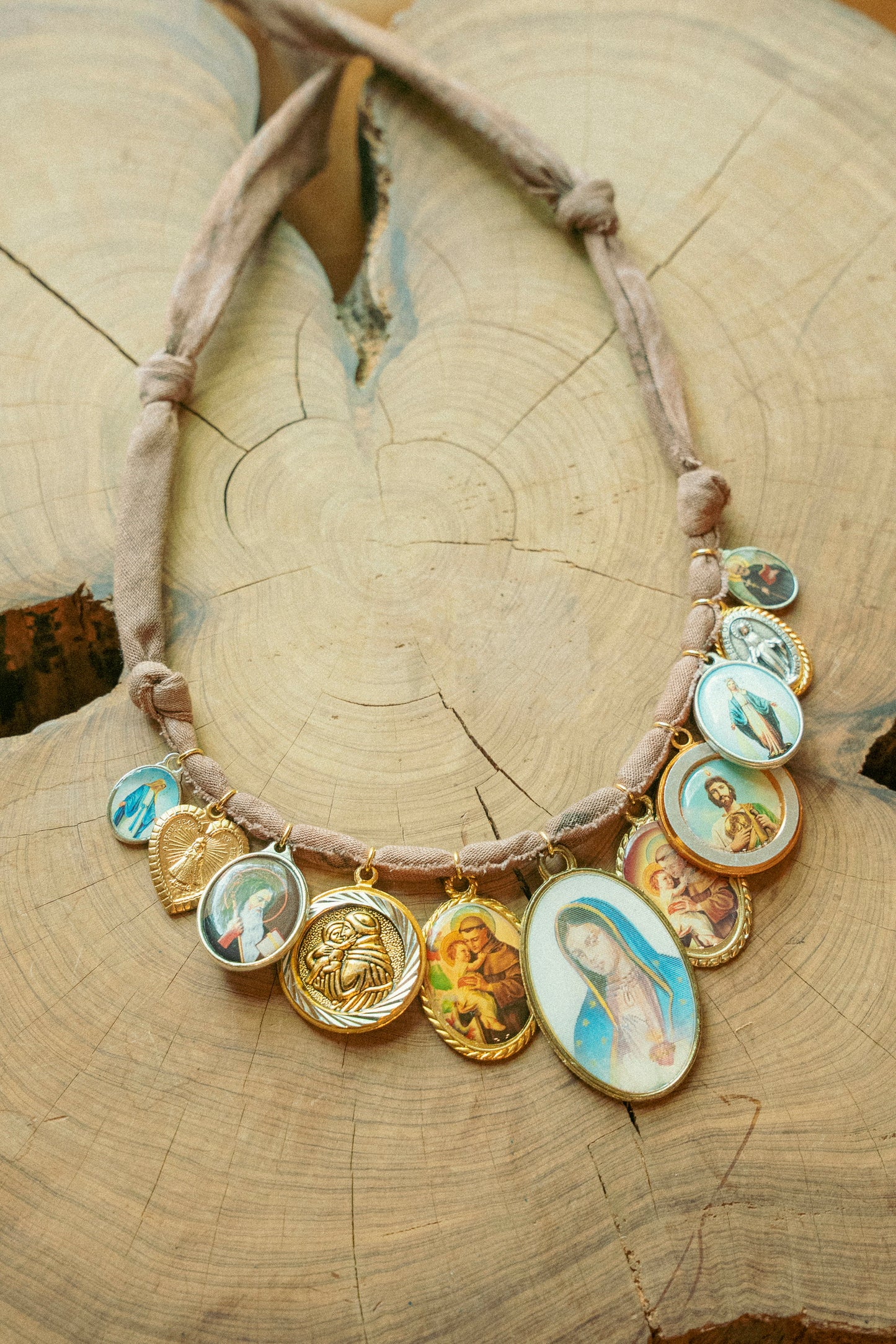 Mixed vintage religious + dusty brown