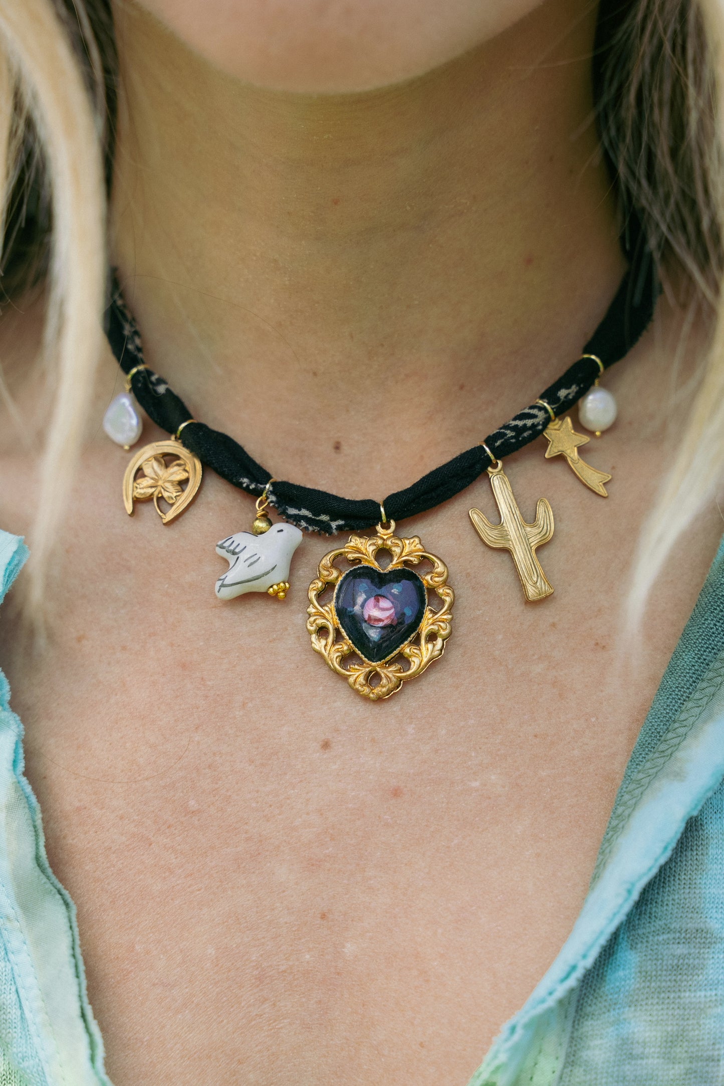 Vintage black painted heart + black