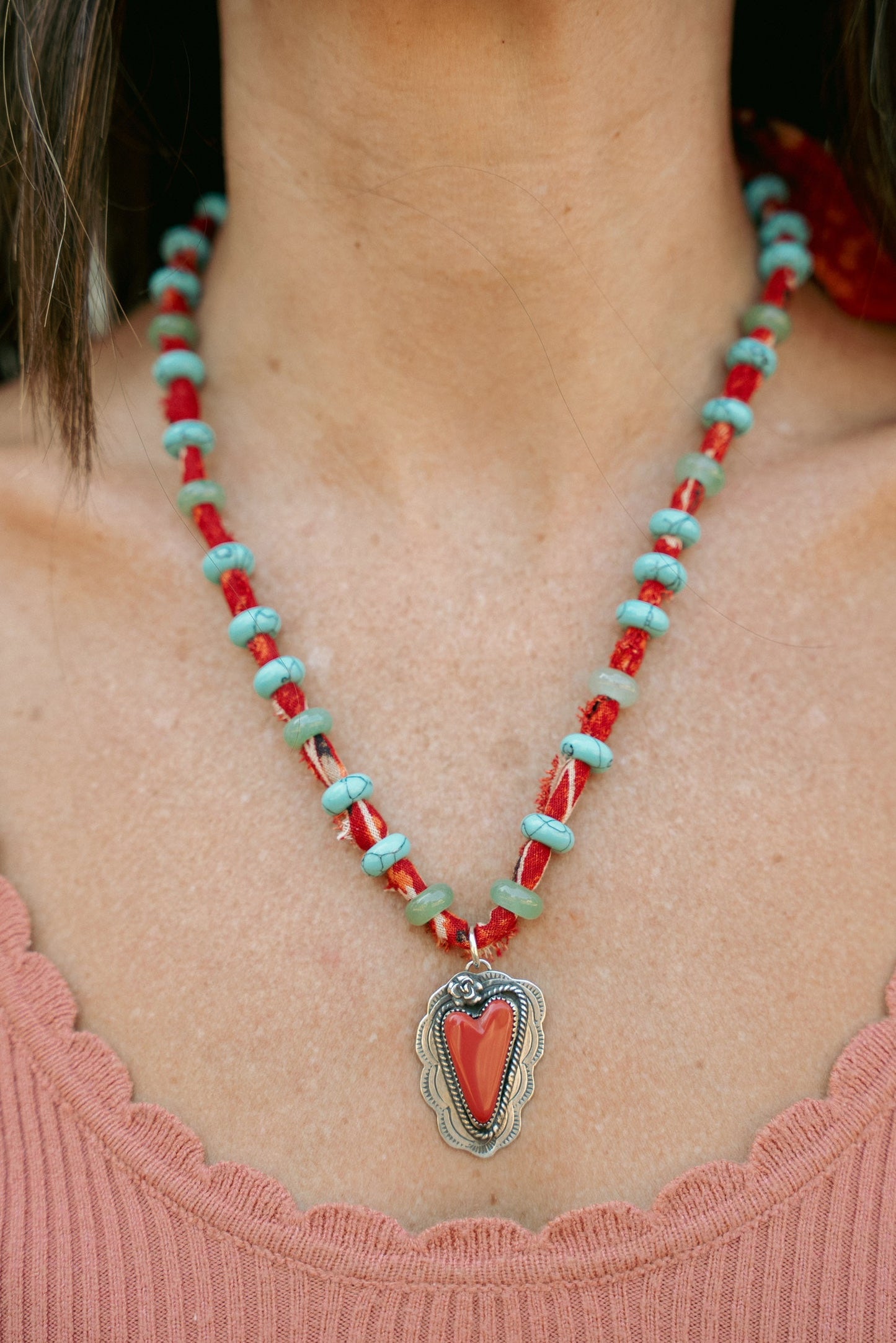 Sterling heart + red
