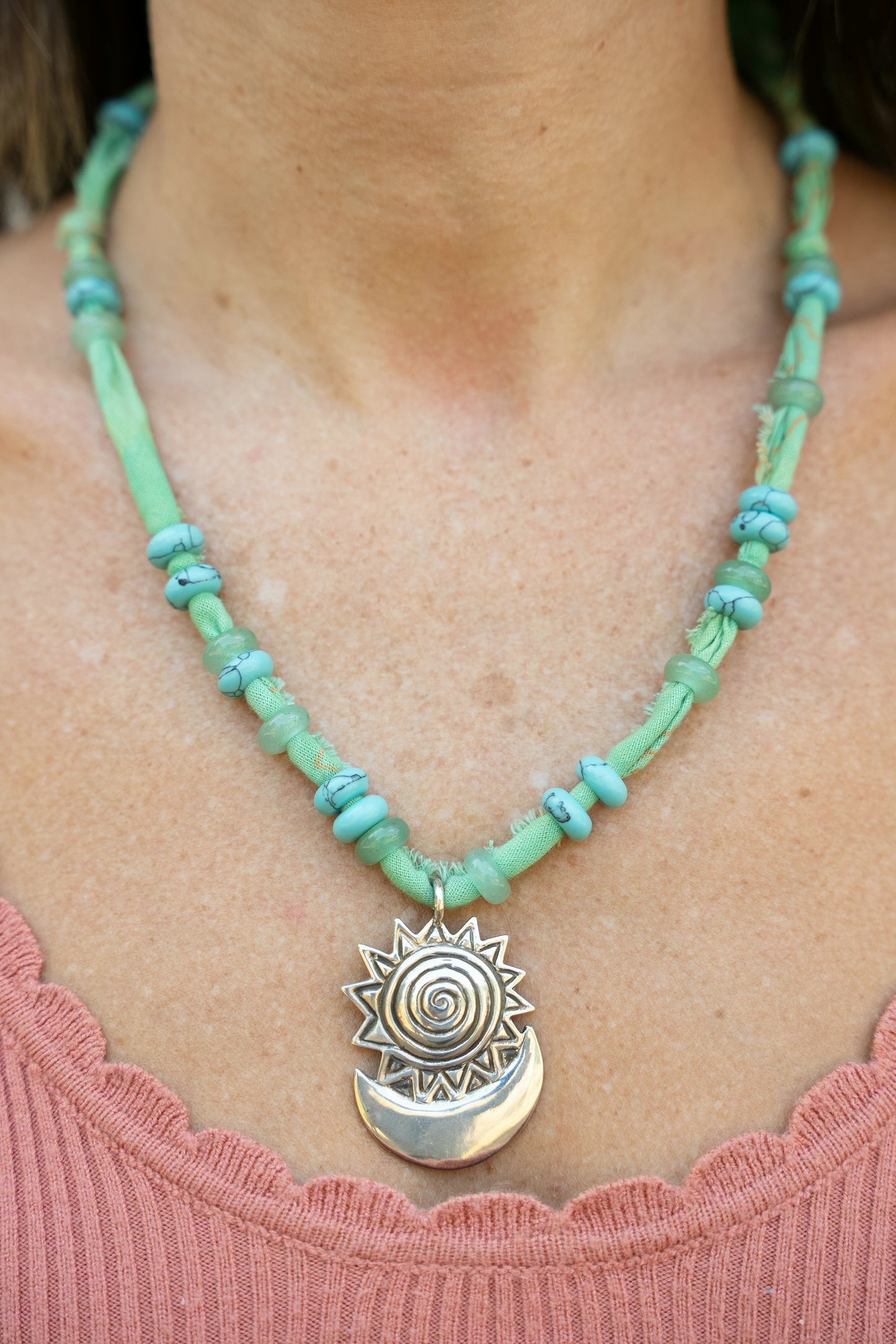 Beaded Sterling Sun/Moon
