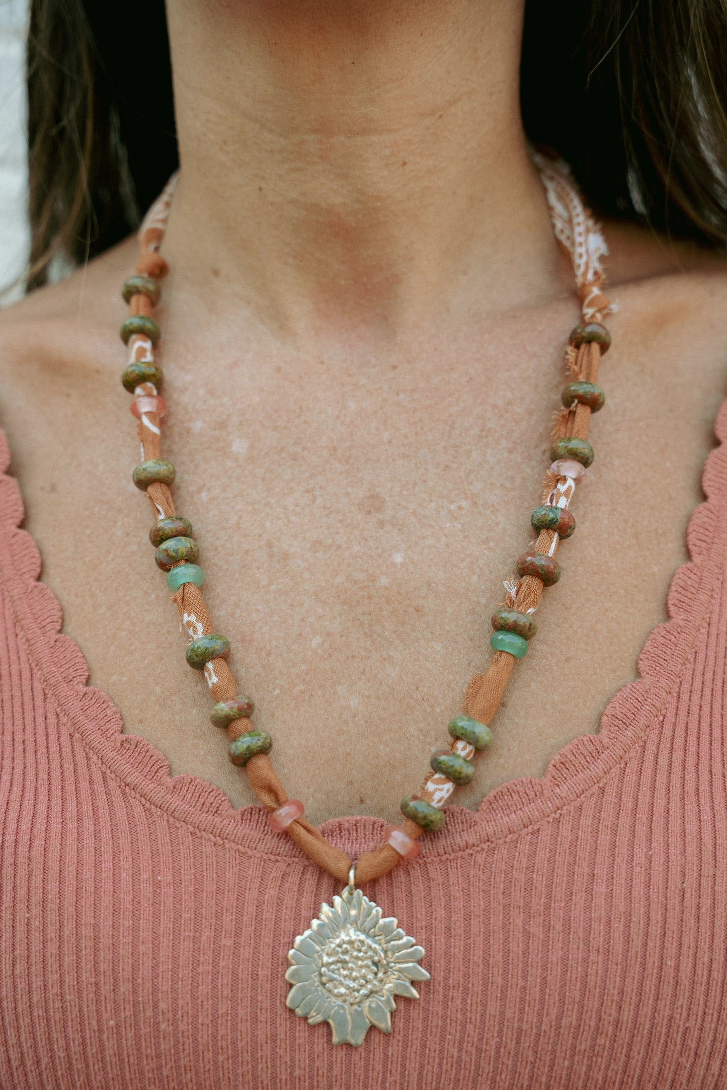 Beaded Sterling Sunflower