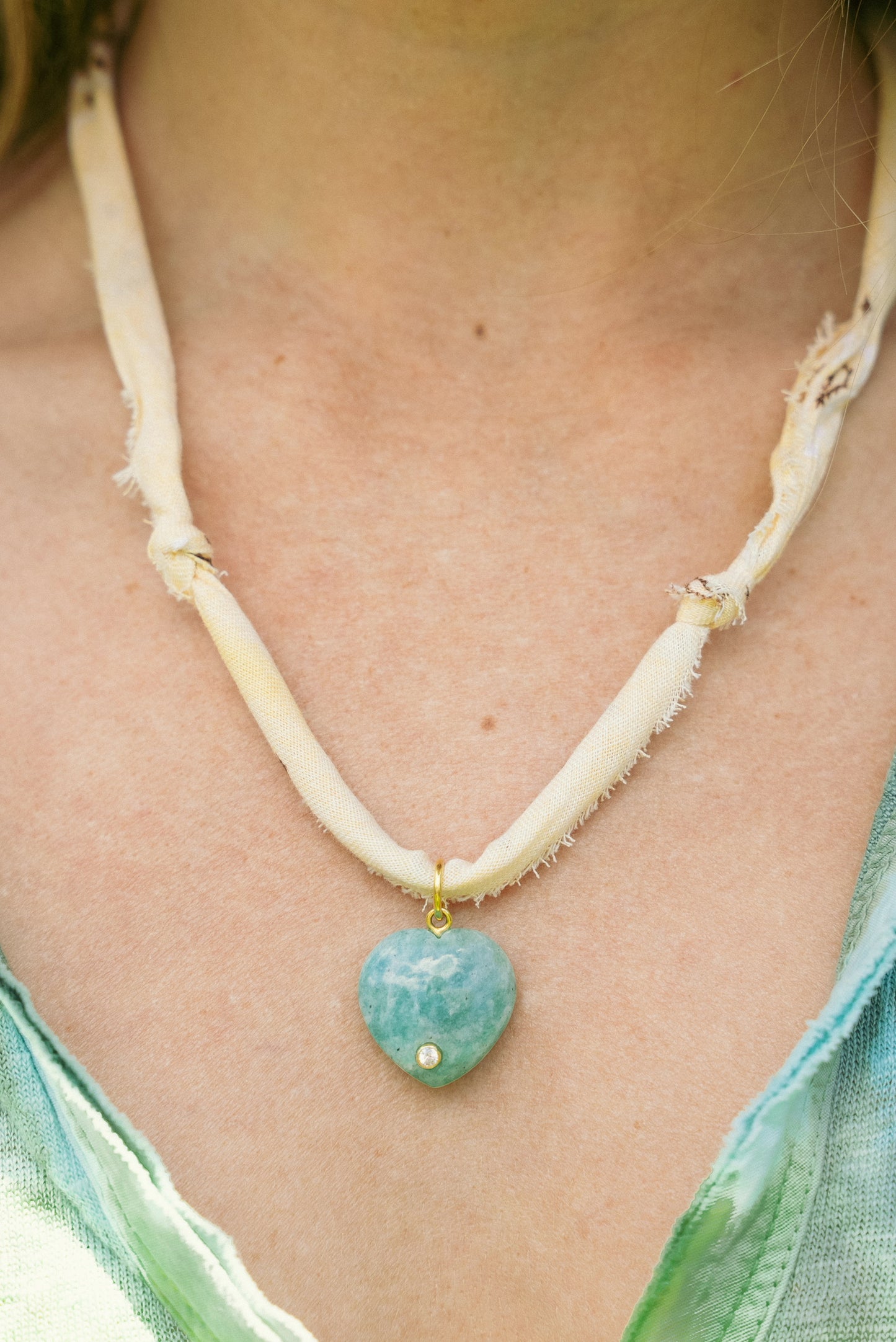 Amazonite heart + butter yellow