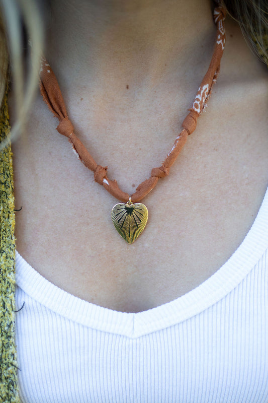 Gold filled heart + brown