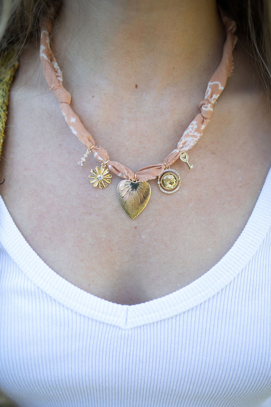 Gold filled heart + brown