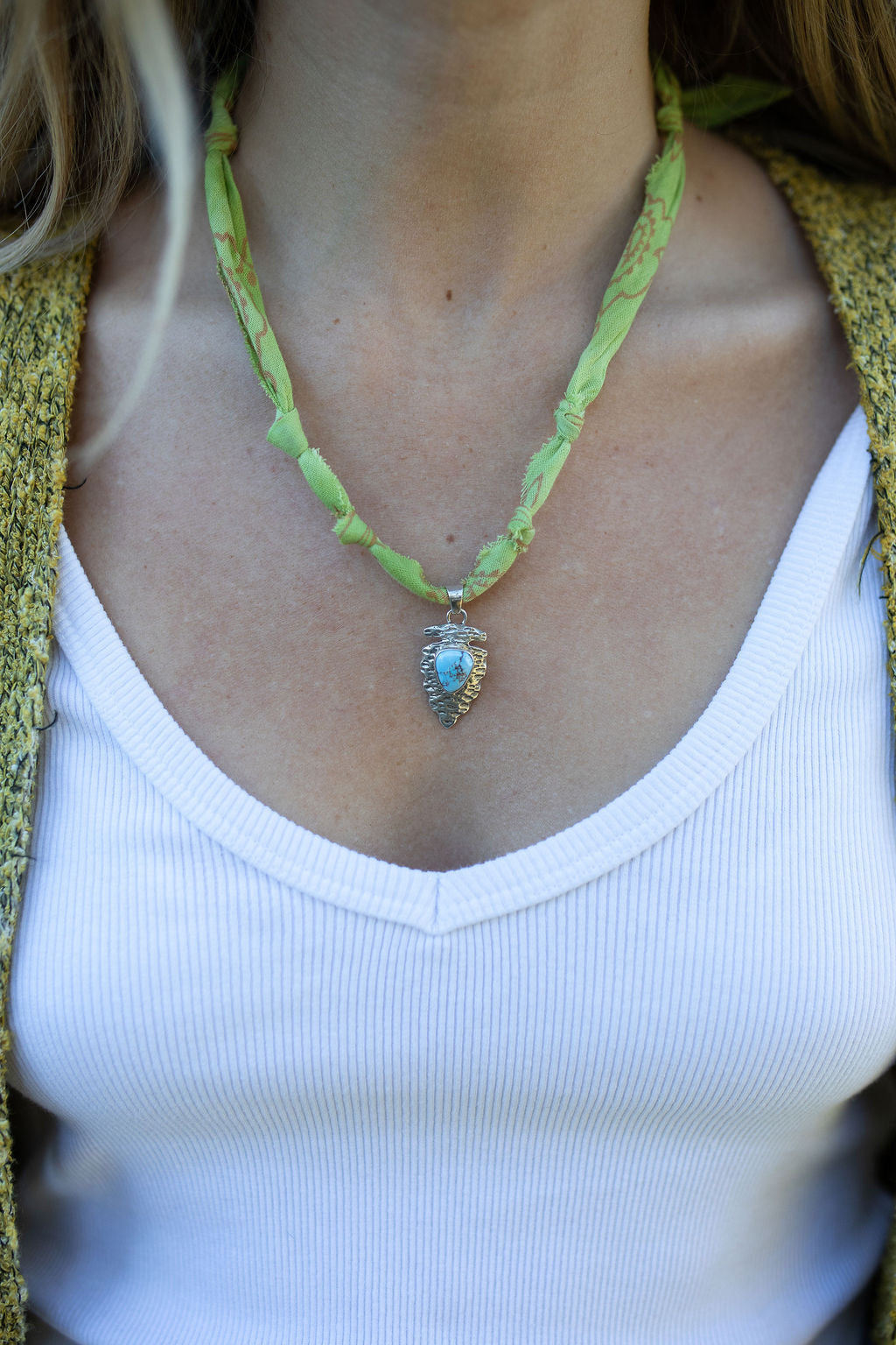Sterling/turquoise arrowhead + green