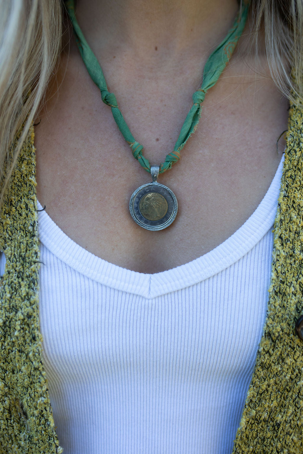 Vintage two toned coin + green