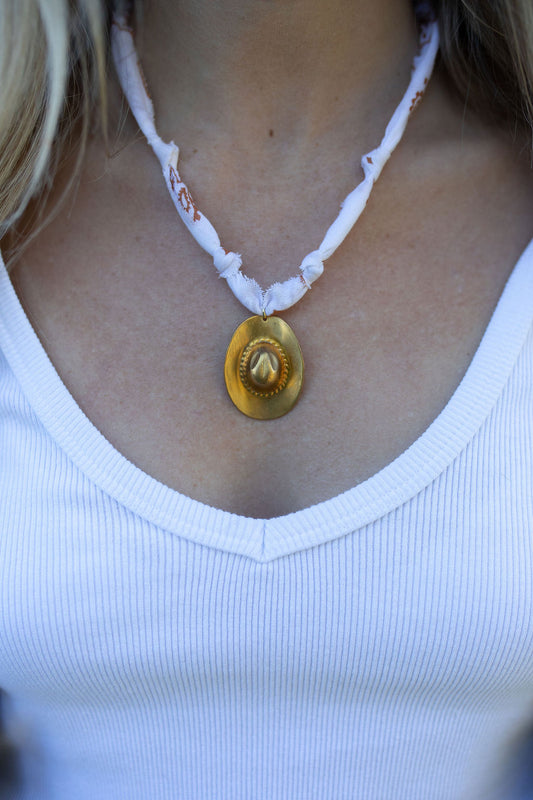 Vintage cowboy hat + white/brown