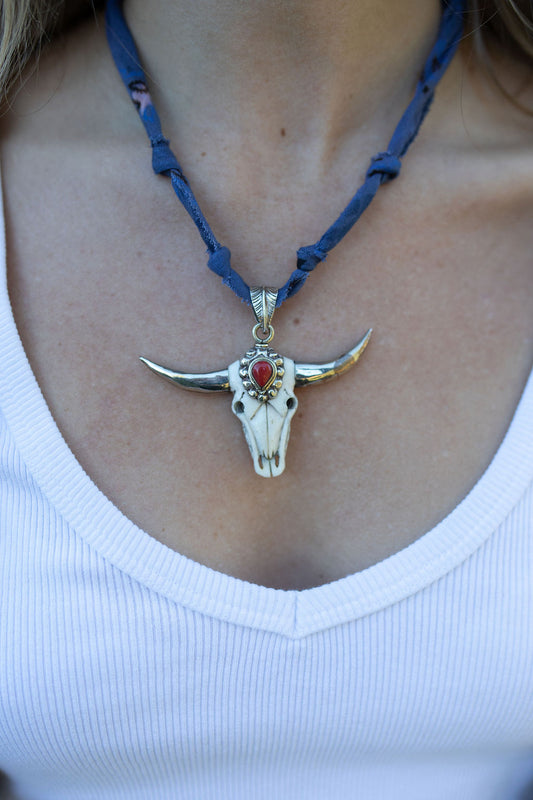 Longhorn skull + midnight blue