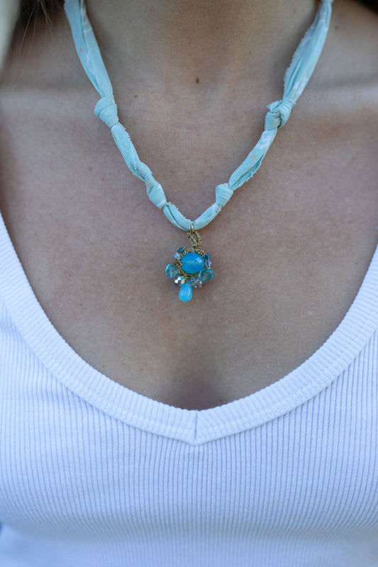 European hand beaded + baby blue