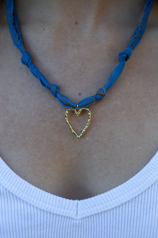 Gold filled Open heart + blue