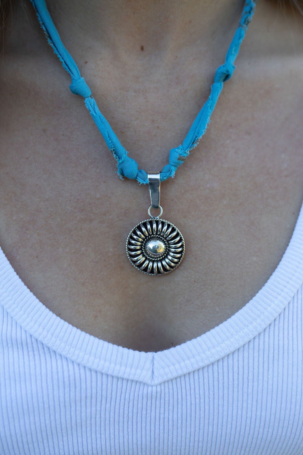 Vintage Sterling pendant + turquoise