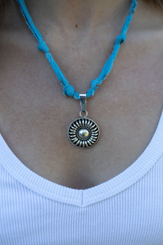 Vintage Sterling pendant + turquoise