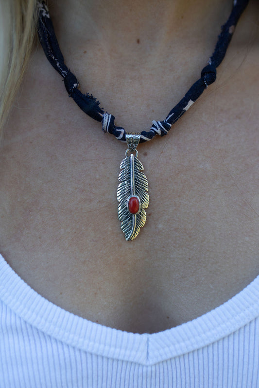 Sterling feather + navy