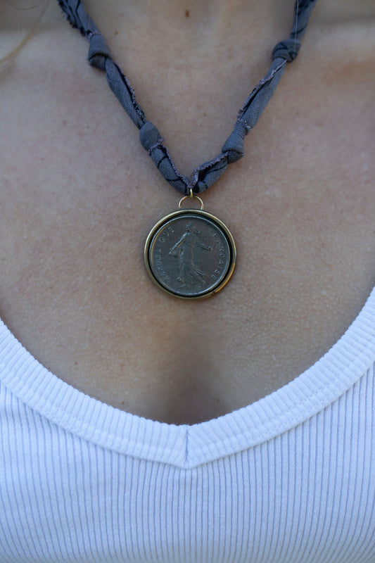 Vintage coin + charcoal