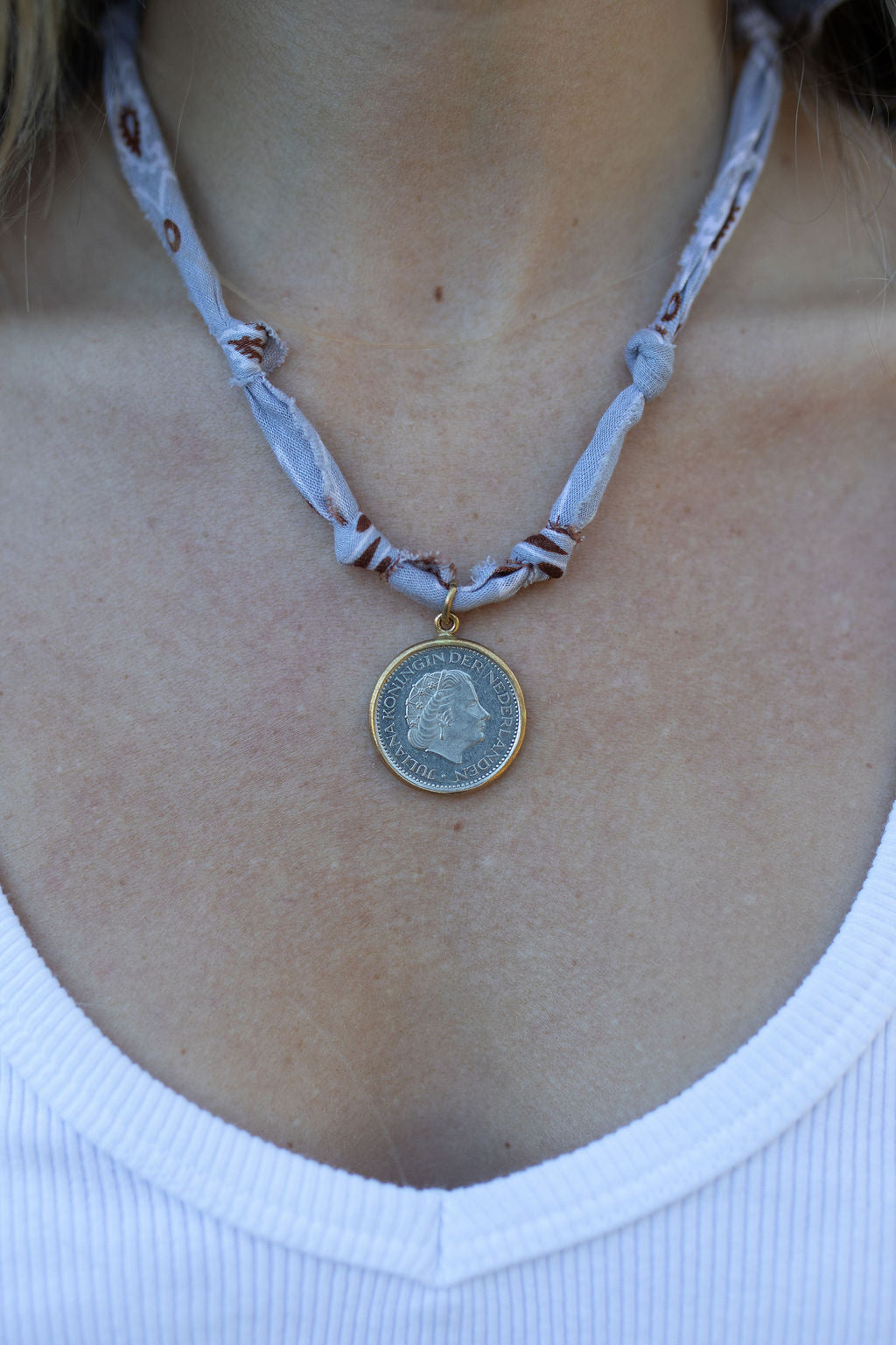 Vintage coin + gray/blue
