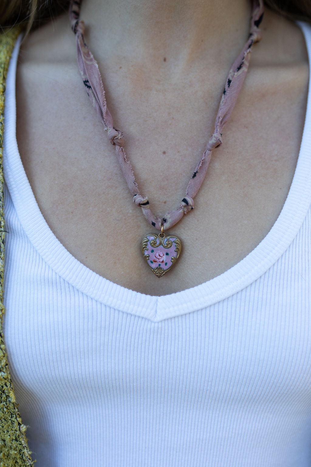 Doubled sided vintage heart + faded mauve