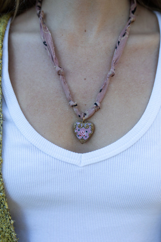 Doubled sided vintage heart + faded mauve