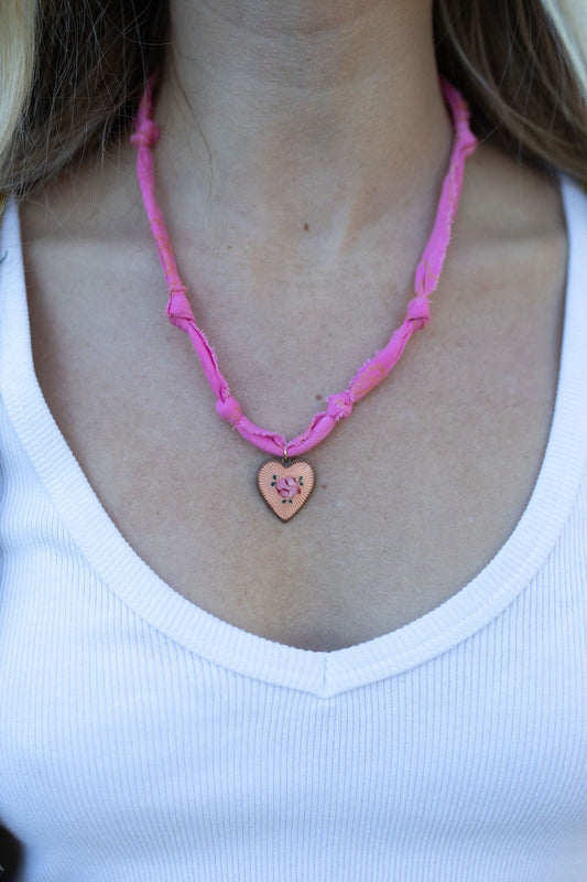 Vintage hand painted heart + pink