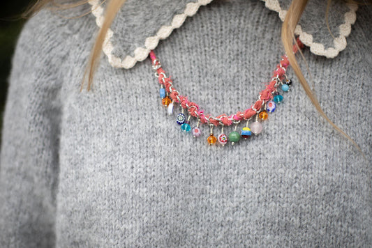 Woven European chain necklace + pink/brown 30% off at check out