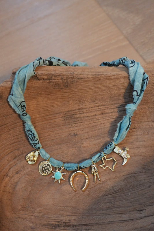 Turquoise bandana + horseshoe