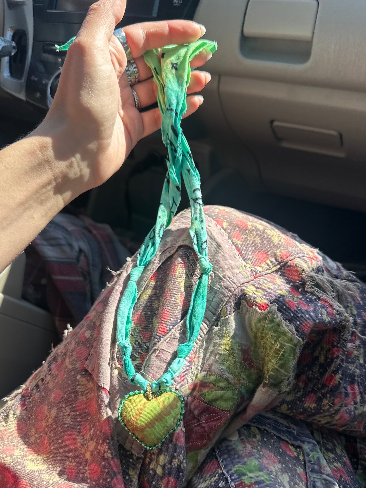 Green bandana heart + tie dye teal