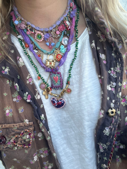 *Bottom* beaded green European + bandana heart