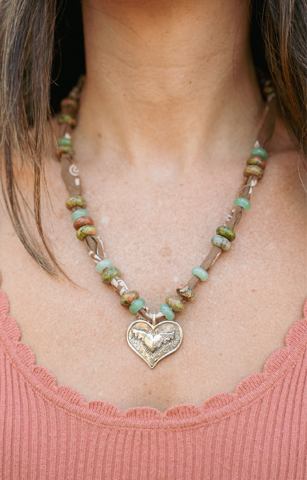 Mama’s Heart Sterling pendant + brown