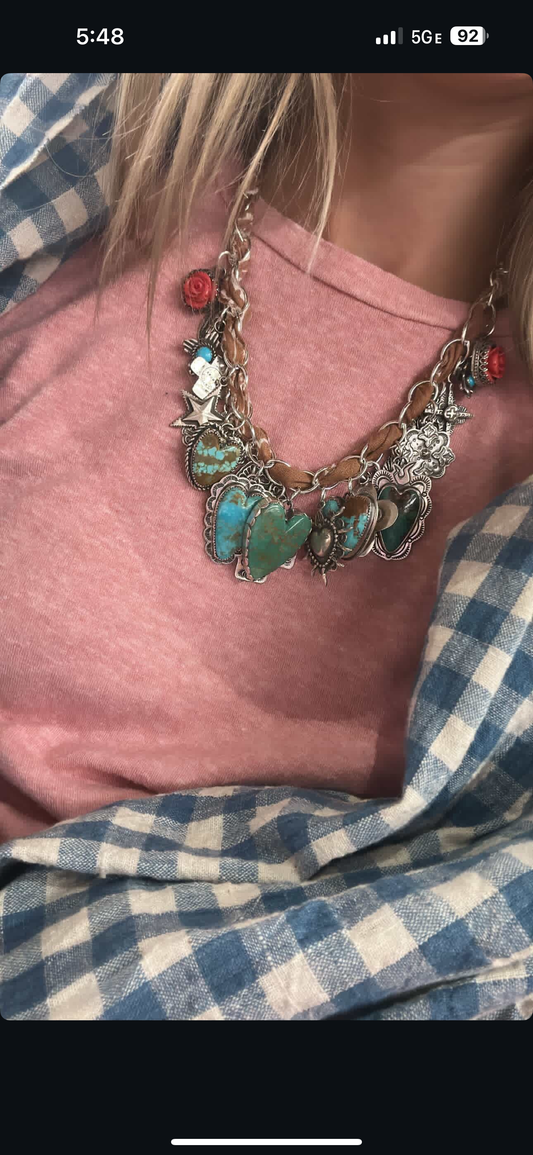 Turquoise 21 charm necklace