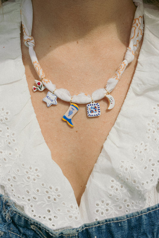 European ceramic charms + white