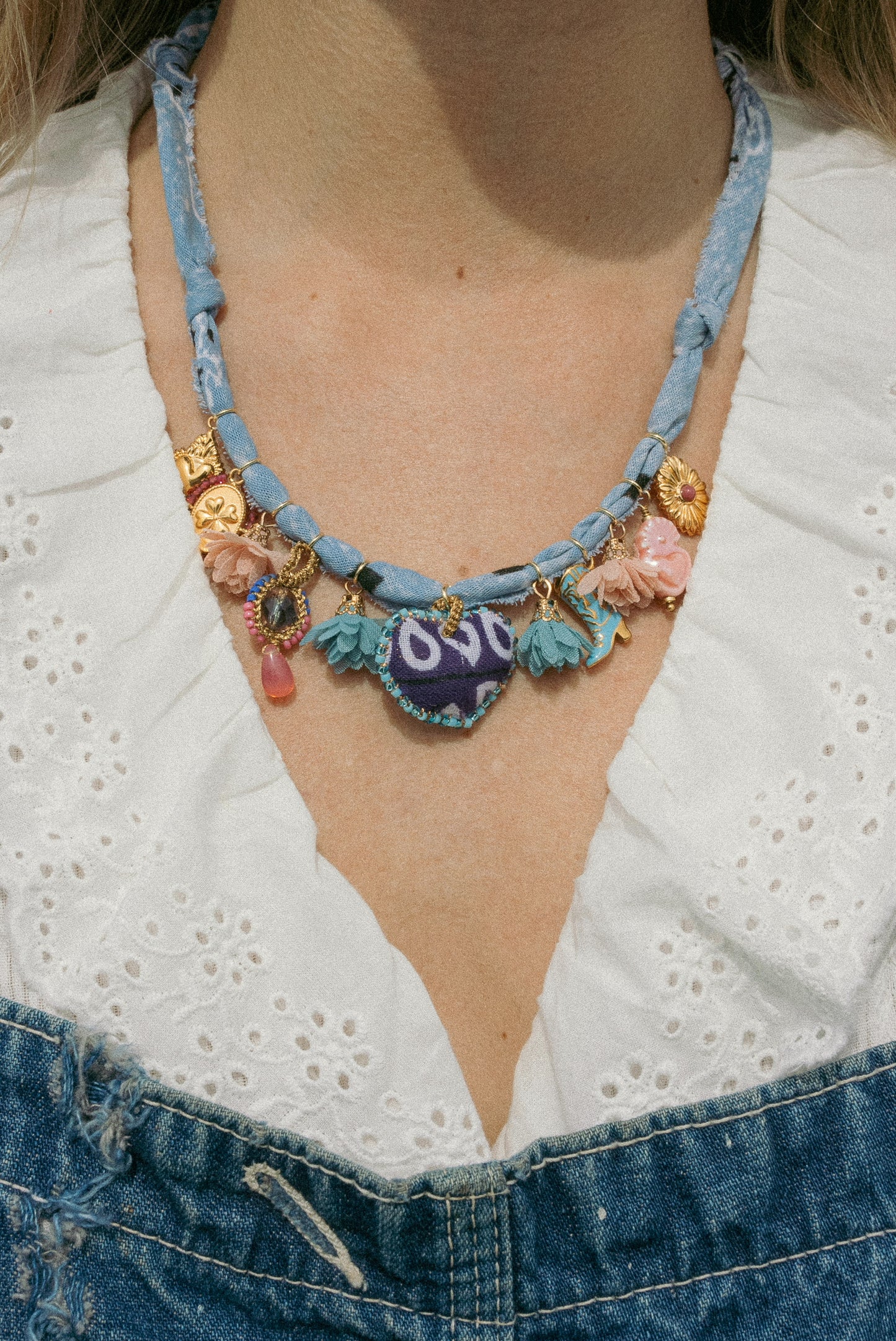 Handmade bandana heart / Paris charms