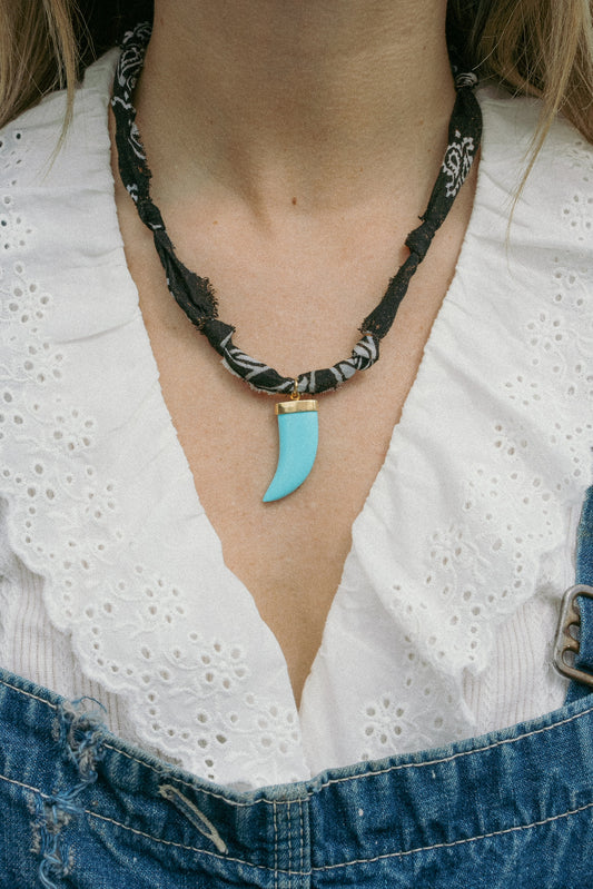 Italian turquoise lucky horn from Florence + black