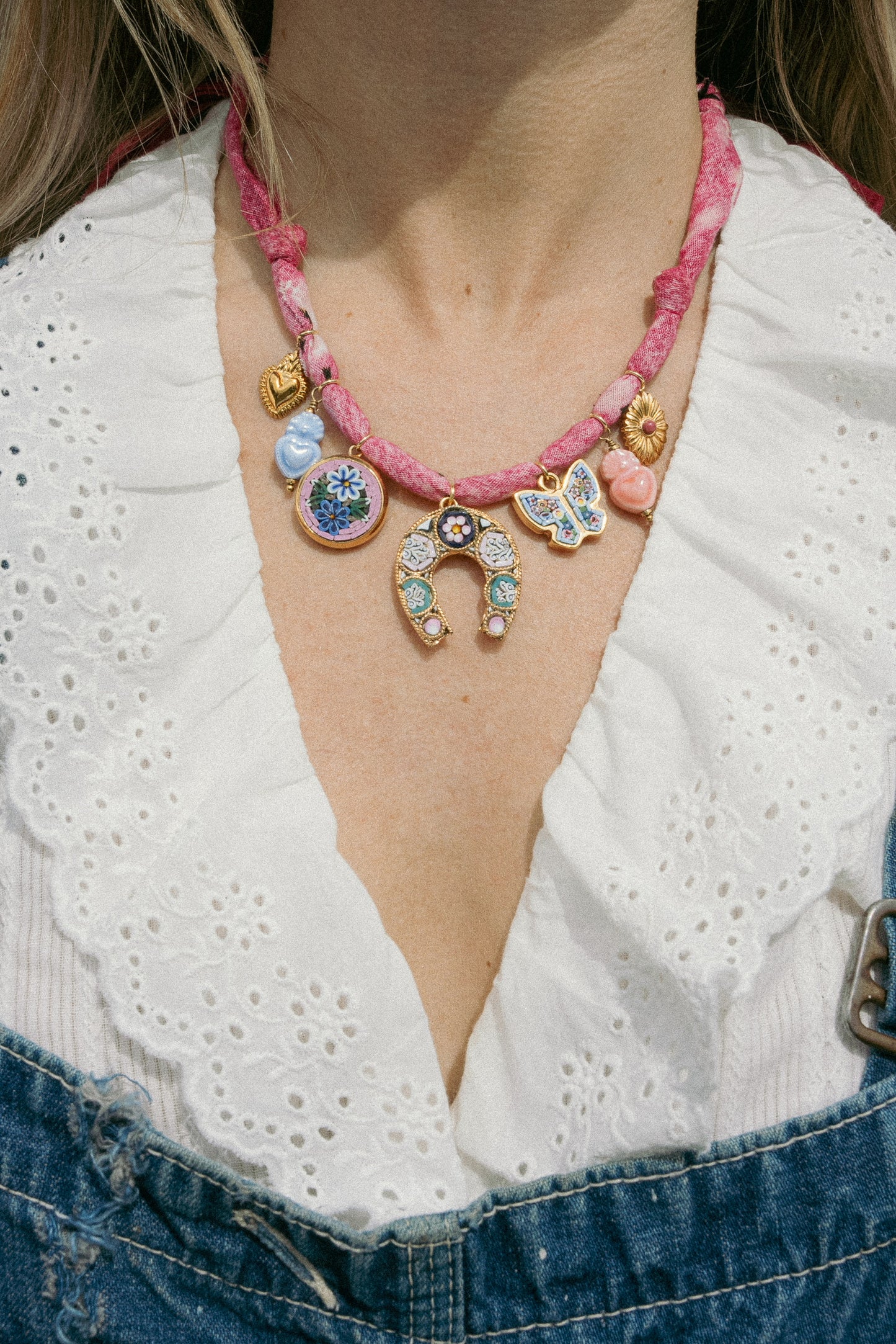 Italian glass charms + pink