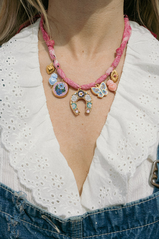 Italian glass charms + pink