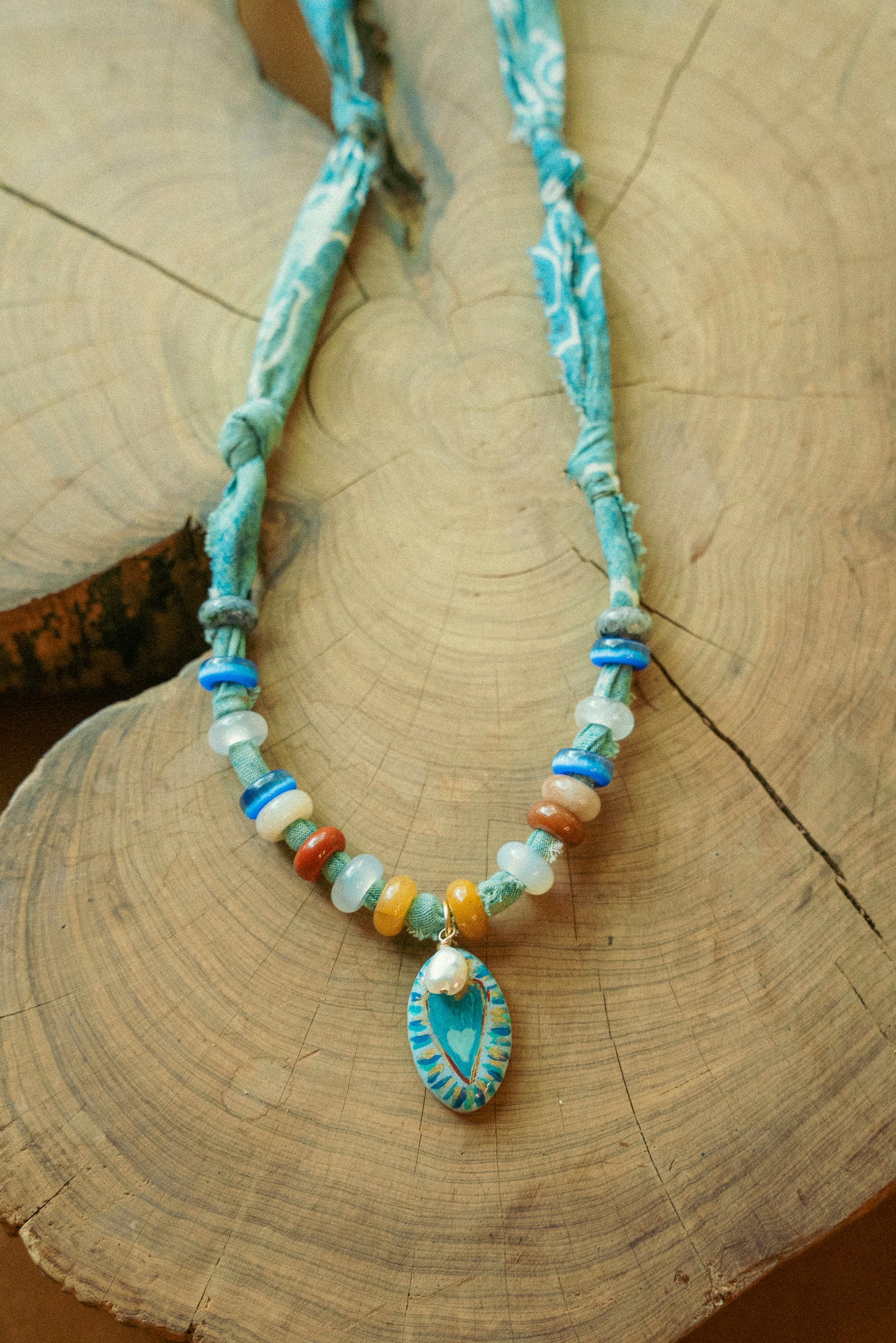 Hand painted heart + beaded ombré