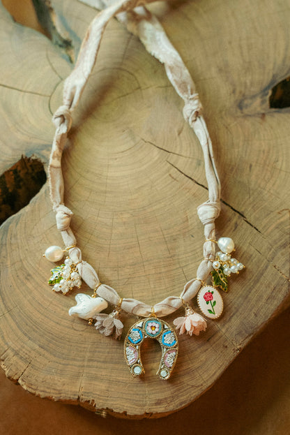 Italian glass horseshoe + light taupe