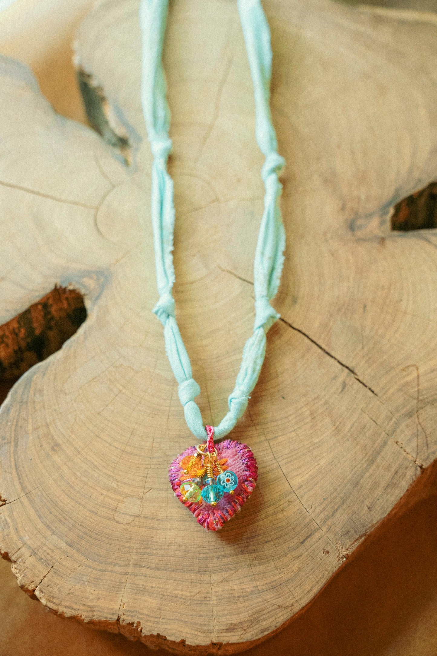 Italian handmade heart w/beads + blue