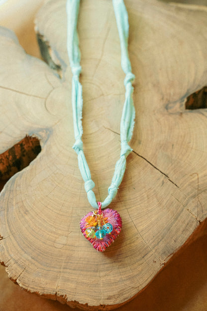 Italian handmade heart w/beads + blue