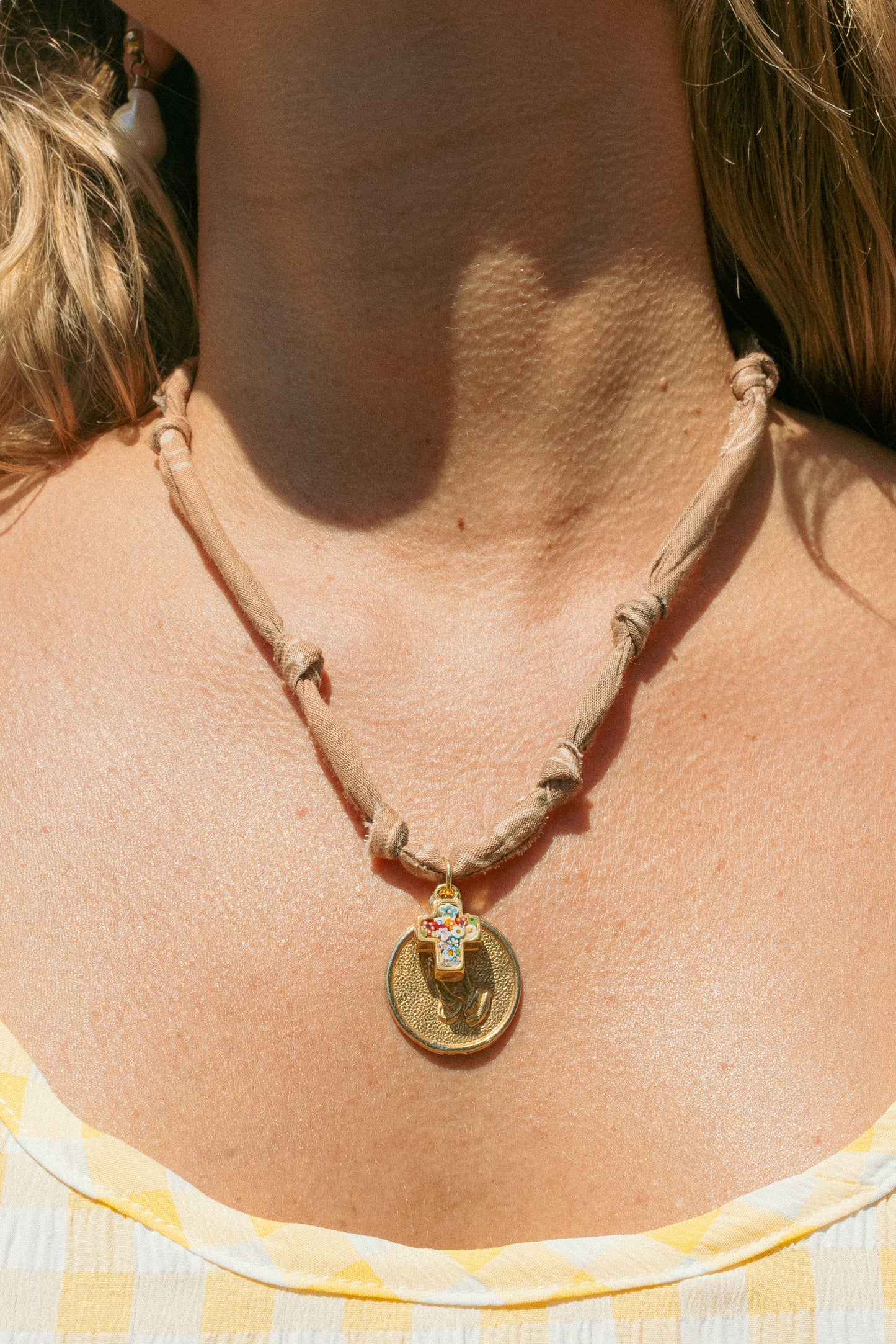 Vintage pendant/italian glass + taupe brown