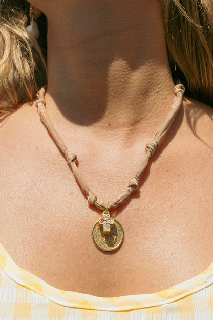 Vintage pendant/italian glass + taupe brown