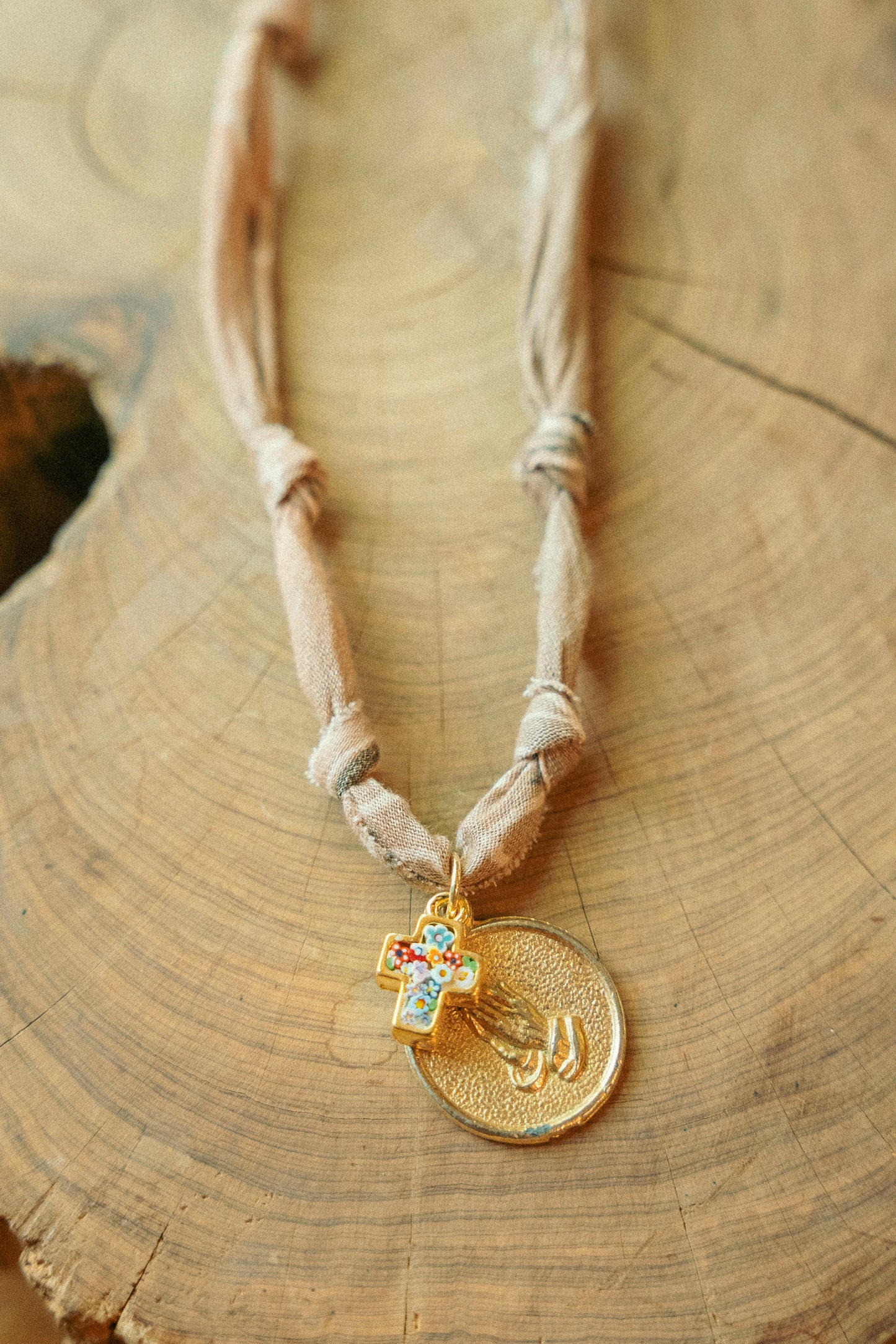 Vintage pendant/italian glass + taupe brown