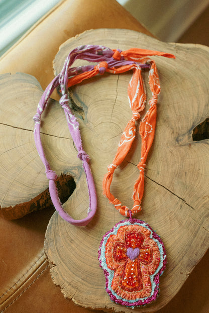 Italian hand beaded cross + long bandana