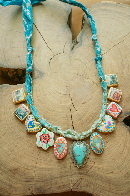Turquoise + hand painted hearts