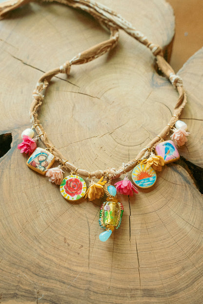 European beaded/hand painted + brown